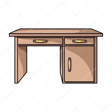 Office Desk Icon In Cartoon Style Isolated On White Background