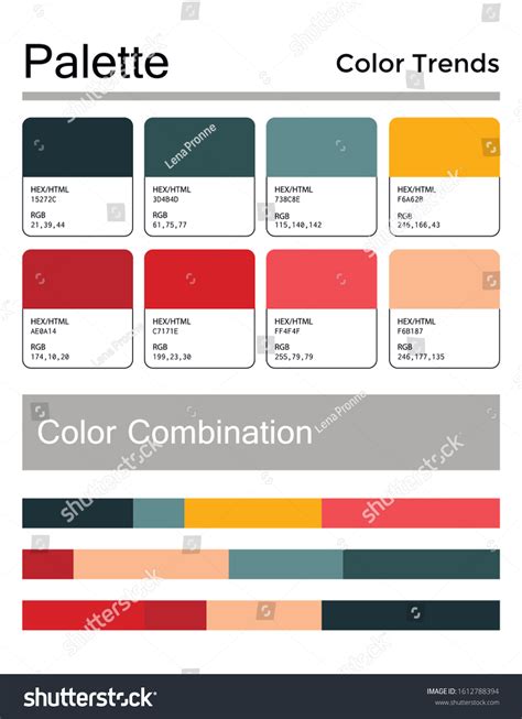 Color Palette Harmonious Combination Codes Names Stock Vector Royalty