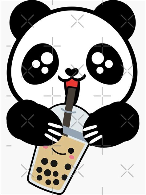 Kawaii Panda Drinking Boba Tea Sticker For Sale By Chibicreative