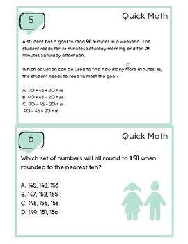 Third Grade Math Review Task Cards By Teach One Success Tpt