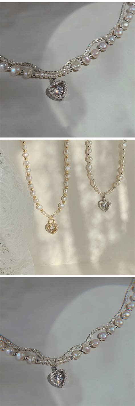 Sparkly Heart Pearl Necklace - ApolloBox