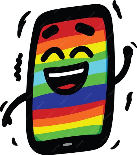 Premium Vector | Happy rainbow phone buzzing pride