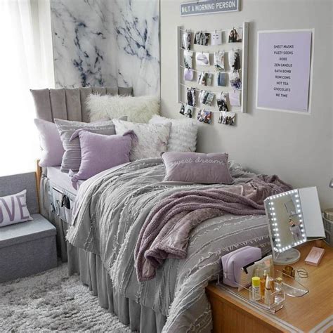 Pin By Klee 🕊 On Dorms Purple Dorm Rooms Dorm Room Inspiration Dorm