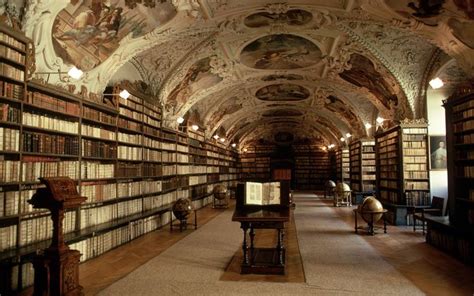 library interior #books #library #shelves #interior #globes #Prague ...