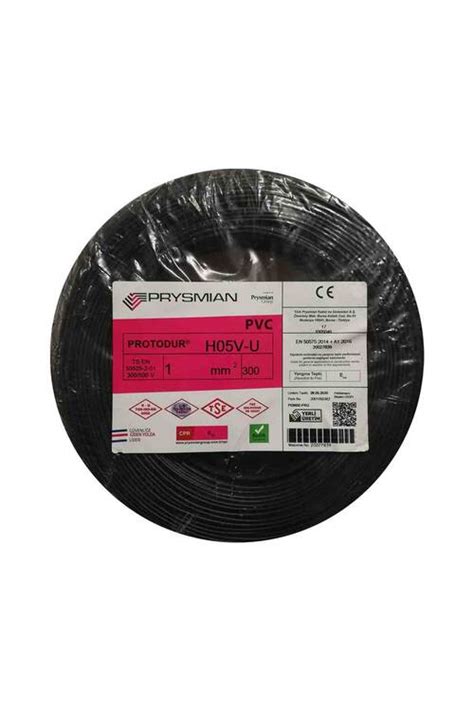 Prysmian 1mm Siyah Nya Tek Telli Kablo H05V U Mutel