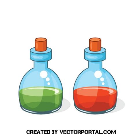 Bottles of potion Royalty Free Stock Vector Clip Art