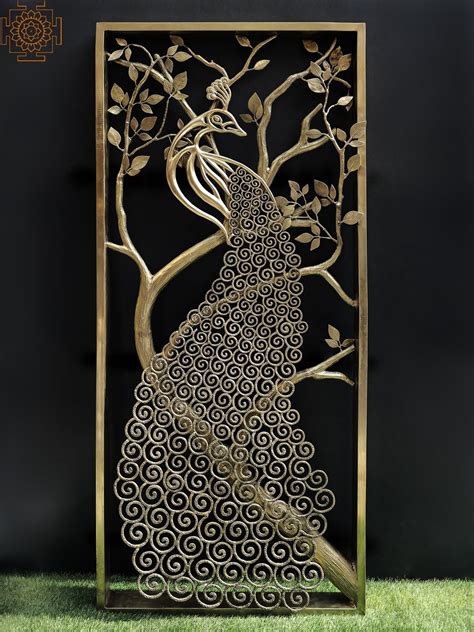 72 Large Brass Grill Board Peacock Design Jali Exotic India Art