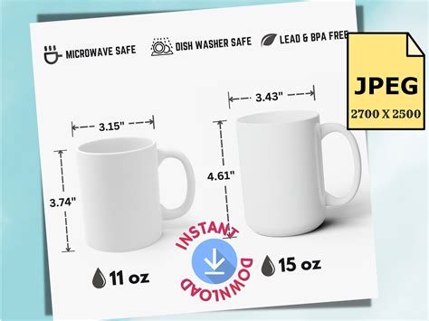 11 Oz And 15 Oz Mug Mockup Printify Mug Size Chart Ceramic Mug Mock Up