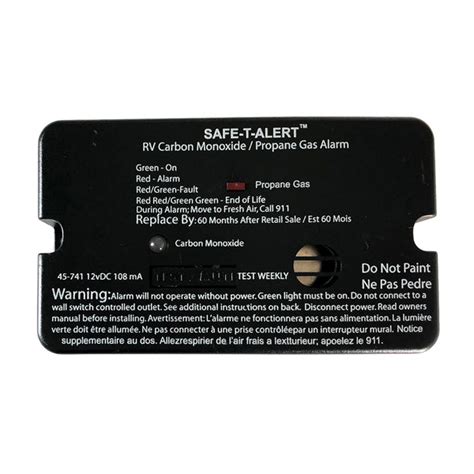 Safe T Alert 45 Series Combo Carbon Monoxide Propane Alarm Surface Mount Black [45 741 Bl