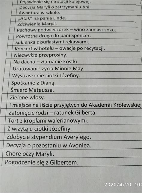 Uporz Dkuj Plan Wydarze Powie Ci Ania Z Zielonego Wzg Rza Brainly Pl