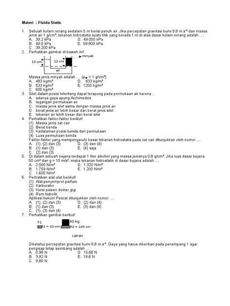 Pdf Soal Latihan Fluida Statis Dinamis Dokumen Tips