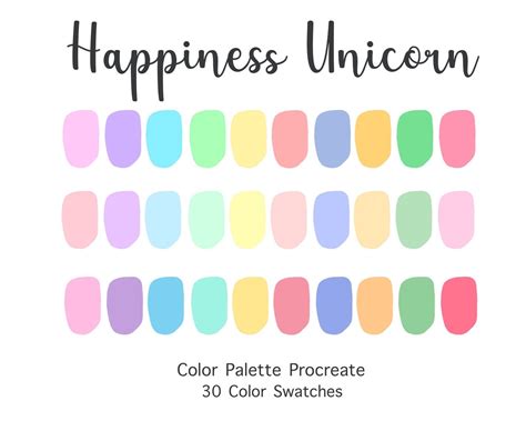 Happiness Unicorn Procreate Color Palette Color Swatches Etsy Hex