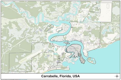 Carrabelle Florida Street Map Digital Print Poster 36x24 Inch