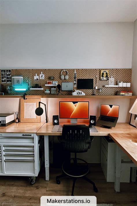 An Organised Desk Setup With IKEA Pegboards For Home Office Essentials