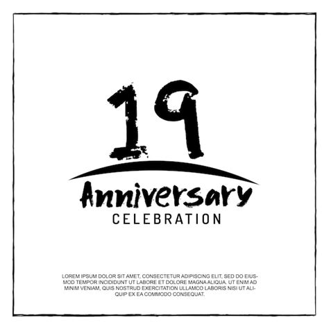 Premium Vector 19 Years Anniversary Celebration Logotype Brush Text