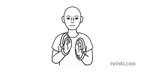 Sym Bsl Sign Language Bw Illustration Twinkl