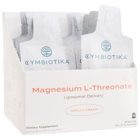 Cymbiotika Magnesium L Threonate Liposomal Delivery Vanilla Cream 30 Pouches