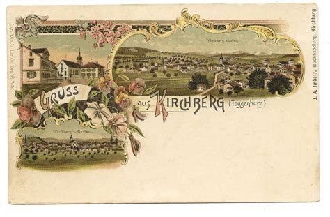 Kirchberg SG Toggenburg Dorfzentrum Künzli Litho 1900 Kaufen