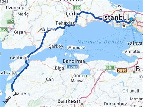 İstanbul Şişli Ezine Çanakkale Arası Kaç Km Yol Tarifi