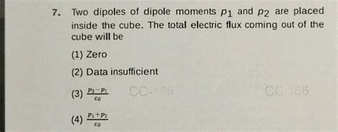 Two Dipoles Of Dipole Moments P And P Are Studyx