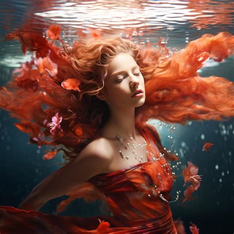 Premium Ai Image Colorful Underwater Dancing Beauties Flowing Hair