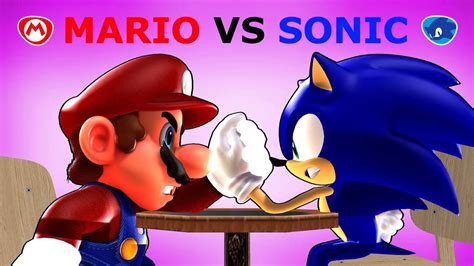 Mario V S Sonic Cartoon Arm Wrestling Episode 1 Animation YouTube