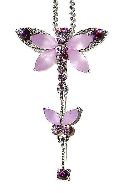 Swarovski Crystal Purple Dragonfly Butterfly Prom Necklace Etsy