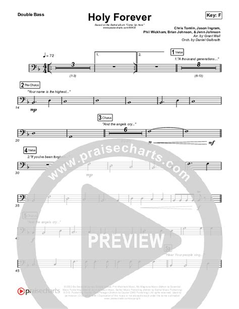 Holy Forever String Bass Sheet Music PDF Bethel Music PraiseCharts