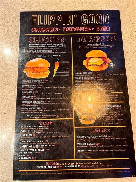 Menu At Flippin Good Chicken Burgers Beer Restaurant Las Vegas