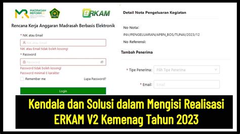 Kendala Dan Solusi Dalam Mengisi Realisasi ERKAM V2 Kemenag Tahun 2023