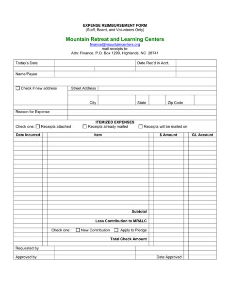 Reimbursement Form Template Word