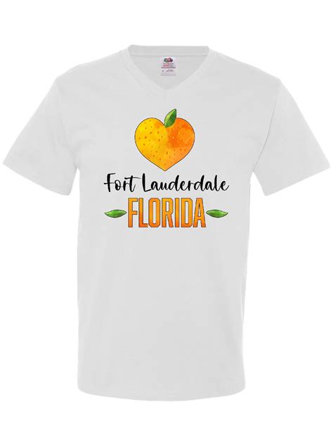 Inktastic Fort Lauderdale Florida Orange In Heart Mens V Neck T Shirt