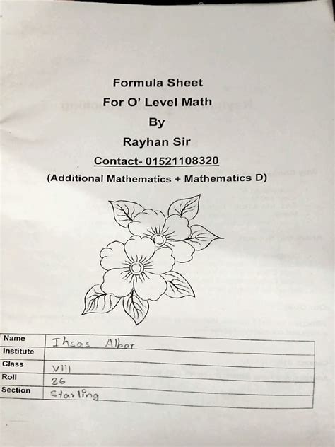 level math formula sheet guide  triangle trigonometric