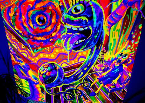 Trippy Painting Uv Wall Art Blacklight Art Neon Tapestry Etsy