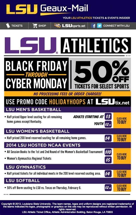 Lsu Promo Code For 50 Off Tickets For Select Sports Black Friday