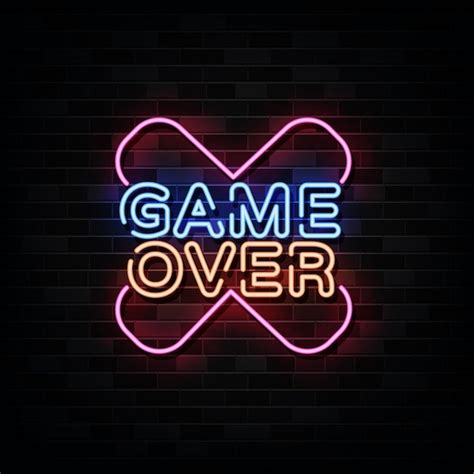 Premium Vector Game Over Neon Sign Gaming Design Template