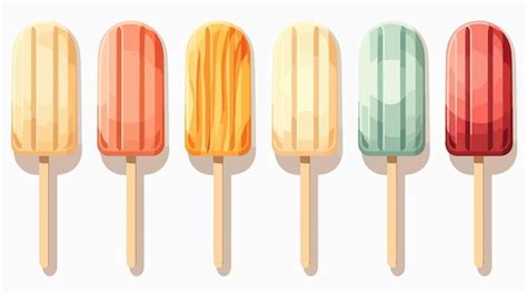 A Series Of Different Ice Creams On Sticks Premium Ai Generated Vector