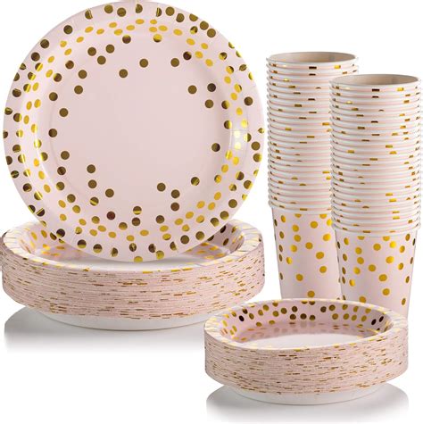 Amazon Gold Dot Disposable Paper Plates And Cups For Party Set Of