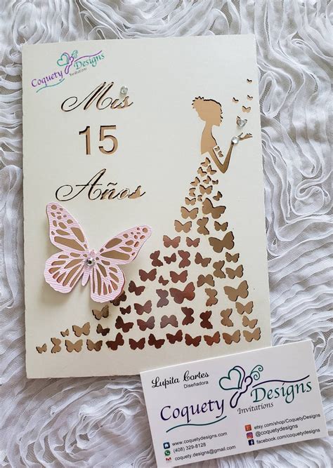 Rose Gold Butterfly Invitation quinceañeras mis15 sweetsixteen