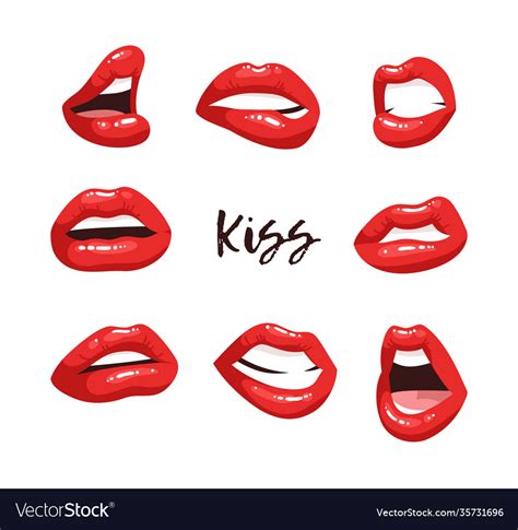 Sexy Female Lips With Red Lipstick Fashion Woman Vector Image