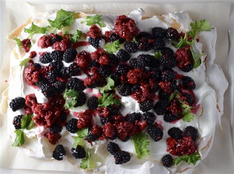 Smashed Pavlova With Blackberries And Roasted Raspberry Jam Listening