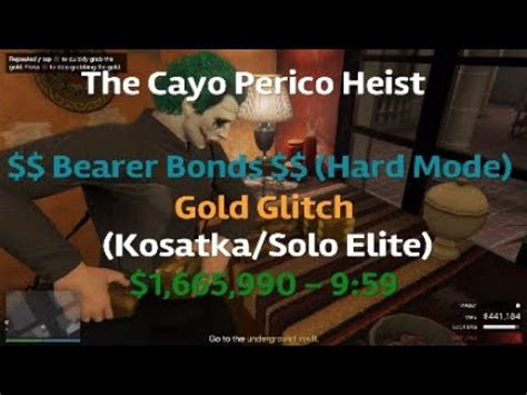 GTAV Online Cayo Perico Heist Bearer Bonds Solo Hard Mode W Gold