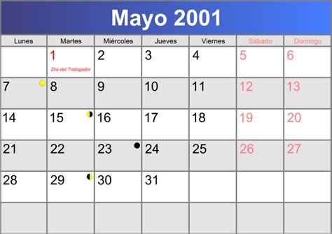 Calendario Mayo 2001 Imprimible Pdf Abc Calendarioes