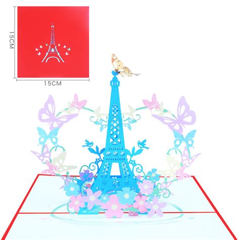 Paris Eiffel Tower Pop Up Card Qandt 3d Cards And Envelopes