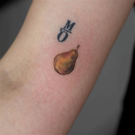 Single Needle Tiny Pear Tattoo