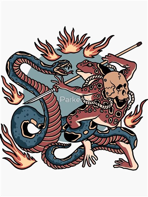 Snake Vs Toad Battle Old School Tattoo Style T Shirt Design Sticker