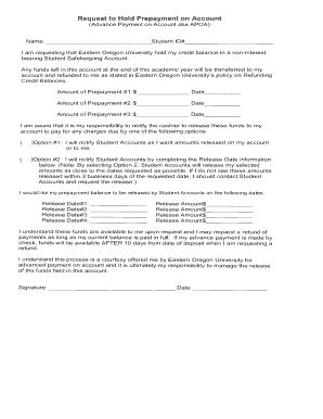 Fillable Online Eou Request To Hold Prepayment On Account Fax Email