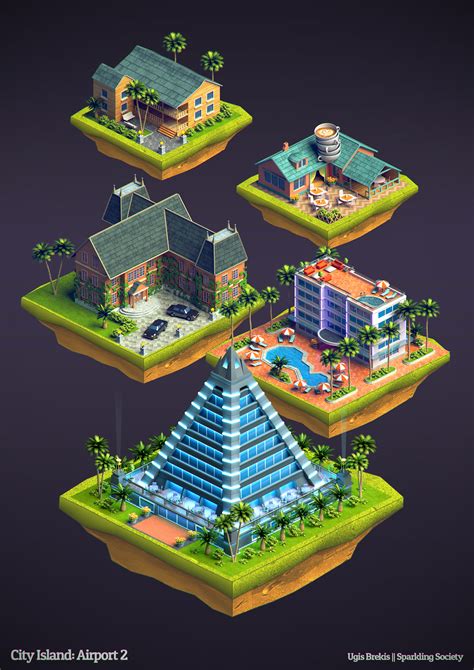 Isometric Buildings City Island Airport 2 On Behance