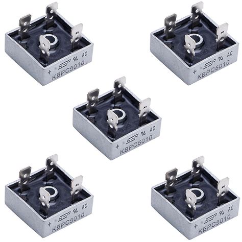 5 X Kbpc5010 1000v 50a Metal Case 4 Pin Single Phase Diode Bridge