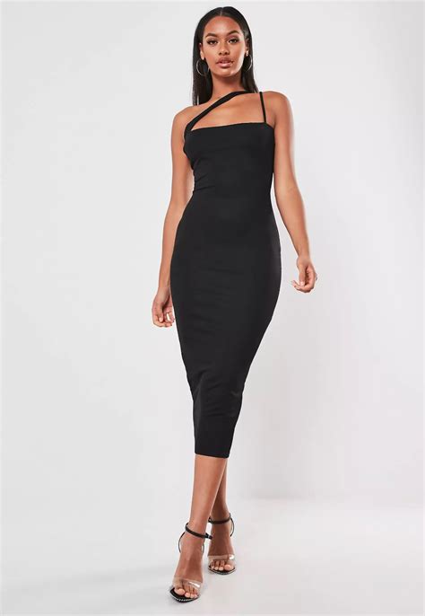 Black Cross Strap Bodycon Midi Dress Missguided Midi Dress Bodycon